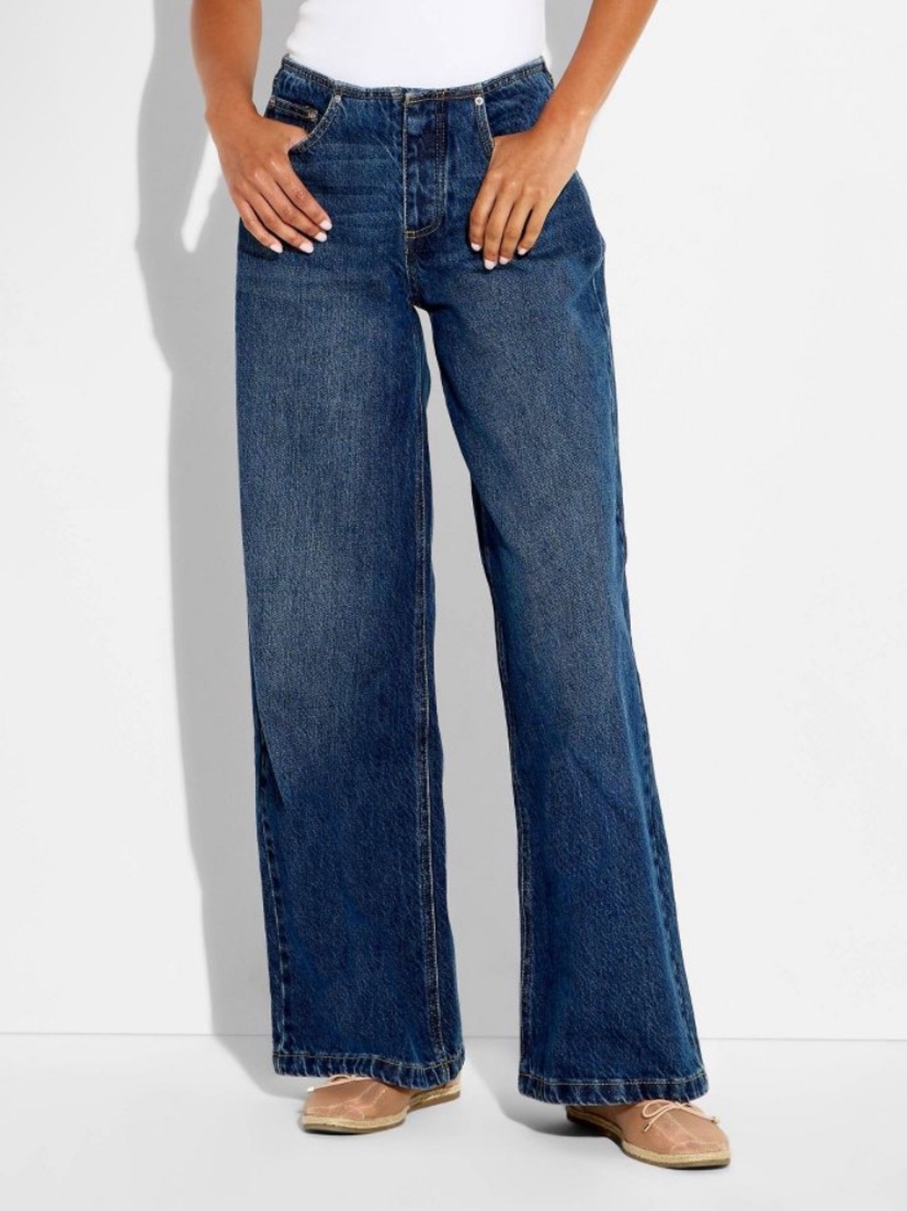 Wild Fable NWT 8 ultra Wide Leg mid rise rigid 31” inseam denim Jeans